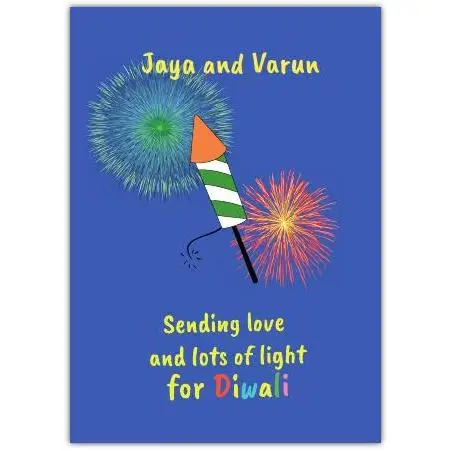 Personalised Diwali Festival Lights and Fireworks Love Greeting Card