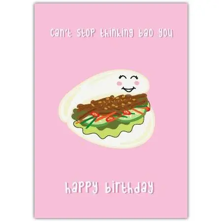 Can't Stop Thinking Bao You Cute Birthday Card for Boyfriend or Girlfriend