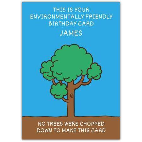 Personalised Environmentally Friendly Birthday Card with Tree Illustration