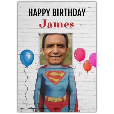 Personalised Superman Birthday Card with Photo Upload and Name Customisation