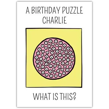 Personalised Humorous Birthday Card with Puzzle Cake Design for Charlie