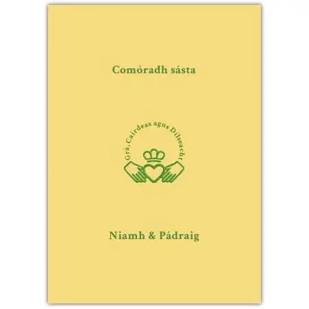 Happy Anniversary Claddagh Card in Irish Personalised Love and Friendship Design
