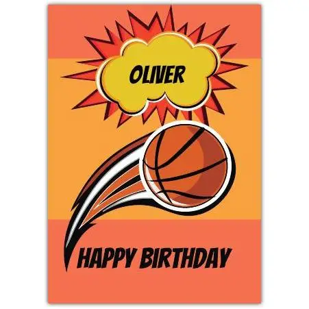 Personalised Boys Basketball Themed Happy Birthday Card with Name Option