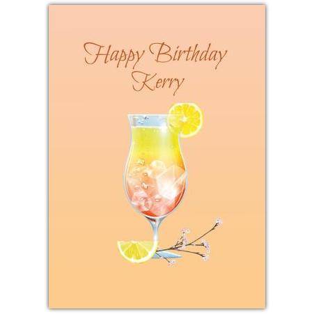 Personalised Happy Birthday Card with Tropical Cocktail and Lemon Design