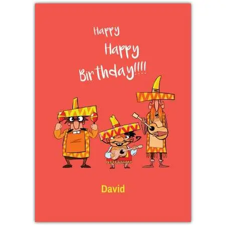 Personalised Happy Birthday Card with Festive Mariachi Band Design