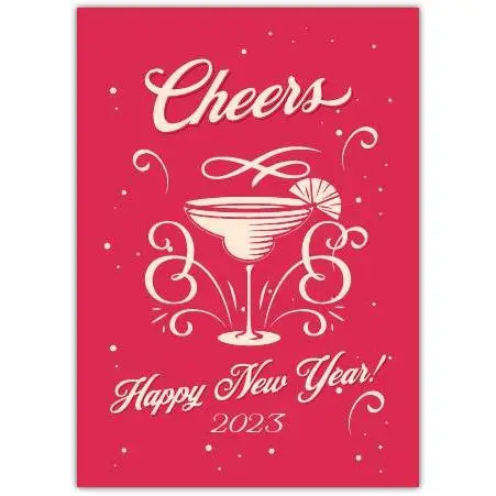 Cheers Happy New Year 2023 Cocktail Celebration Greeting Card