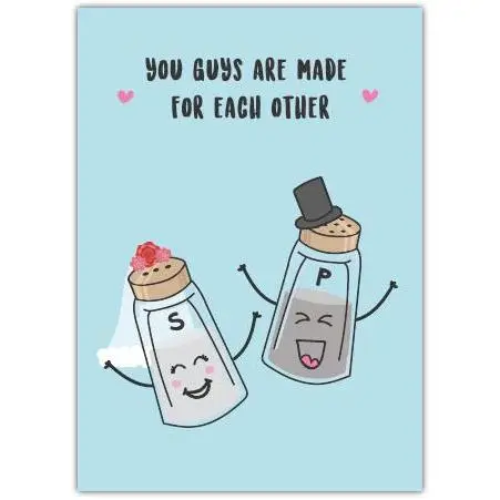 Made for Each Other Cute Salt and Pepper Shakers Couple Greeting Card