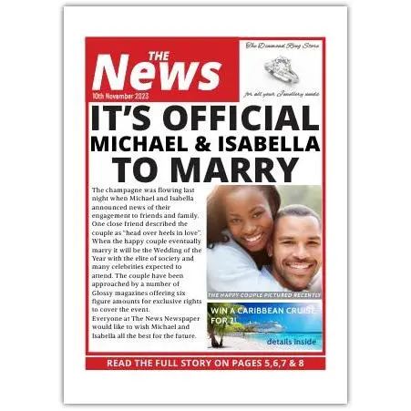 The News Engaged Newspaper Spoof Greeting Card