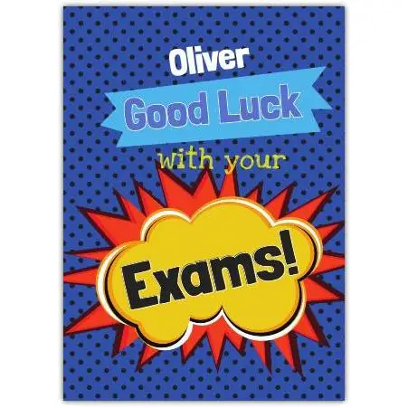 Personalised Good Luck With Your Exams Card in Comic Pop Art Style