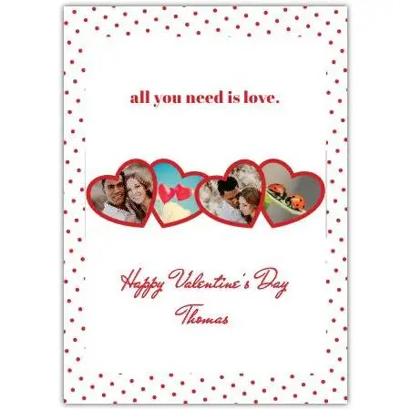 Valentines Day 4 Hearts Photo Greeting Card