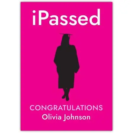Personalised Congratulations Graduation Card Pink Silhouette Design