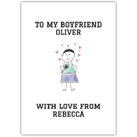 Personalised To My Boyfriend Greeting Card with Name and Message Love from You