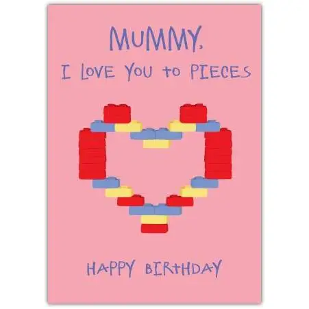Heart Lego Mummy Birthday Card