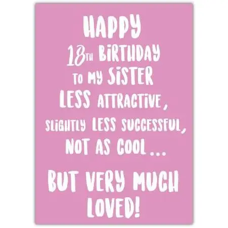 Much Loved Sister 18th Birthday Card