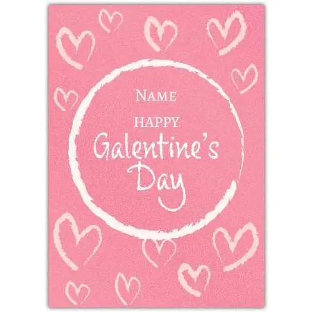 Personalised Happy Galentines Day Pink Hearts Card for Friends Celebration