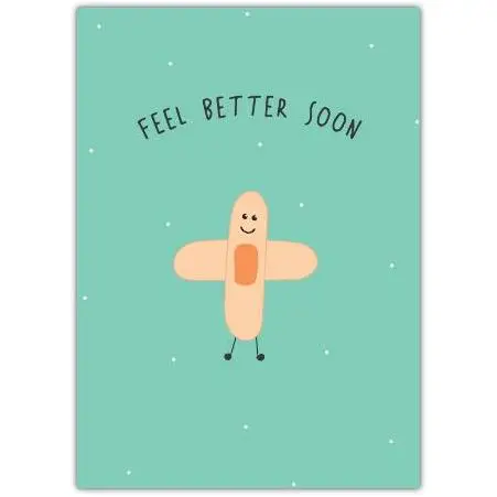 Feel Better Soon Cute Bandage Character Get Well Soon Greeting Card