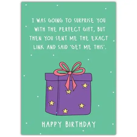 Funny Birthday Card Perfect Gift Request Humorous Present Illustration