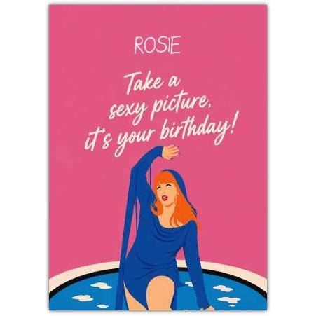 Personalised Rosie Sexy Birthday Card for Her with Custom Name Option
