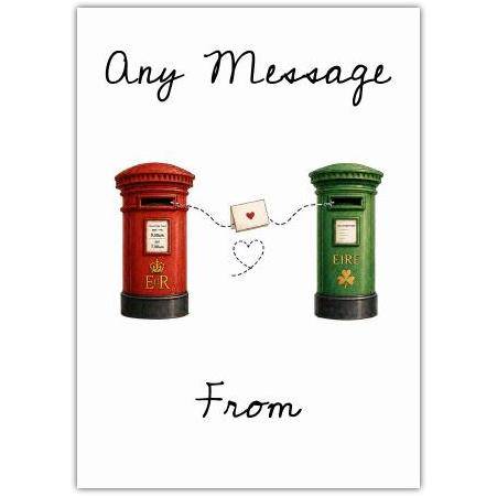 Personalised Ireland and UK Post Boxes Connection Card for Any Occasion
