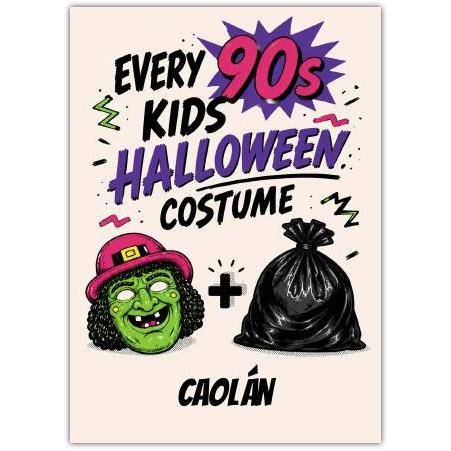 90s Kids Halloween Costume Irish Mask Personalised Greeting Card