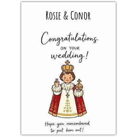 Personalised Irish Wedding Congratulations Card with Humorous Royal Theme