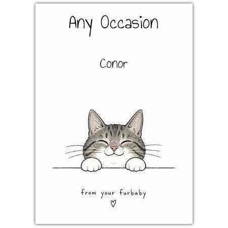Personalised Any Occasion Greeting Card from Your Furbaby with Cute Cat Design