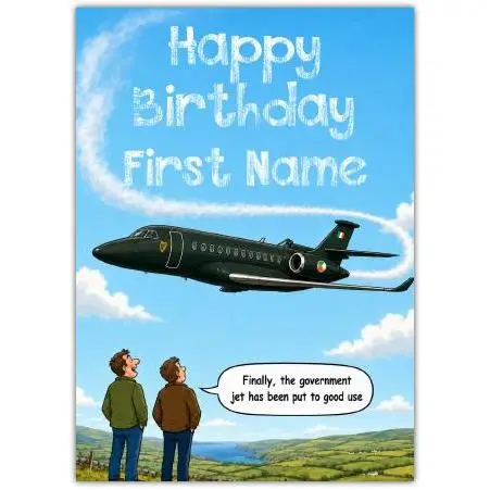 Personalised Funny Government Jet Birthday Card