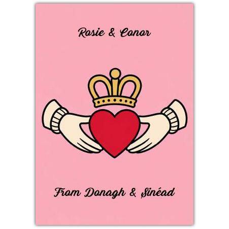 Personalised Irish Claddagh Love Card with Heart and Crown Design