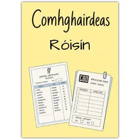 Irish Leaving Certificate Congratulations Card Personalised with Name