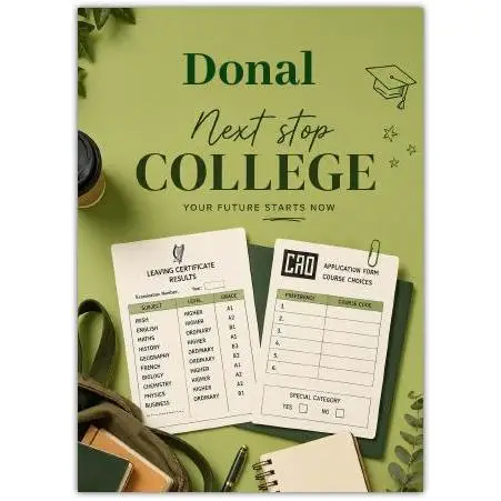 Personalised Leaving Certificate Congratulations Card Next Stop College Journey
