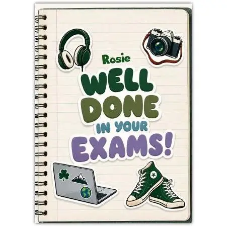 Personalised Well Done in Your Exams Card with Stickers Design for Leaving or Junior Students