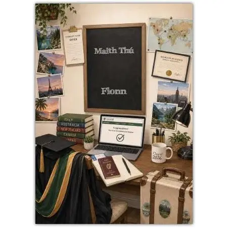 Personalised Graduation Congratulations Card with Irish Maith Thú Greeting