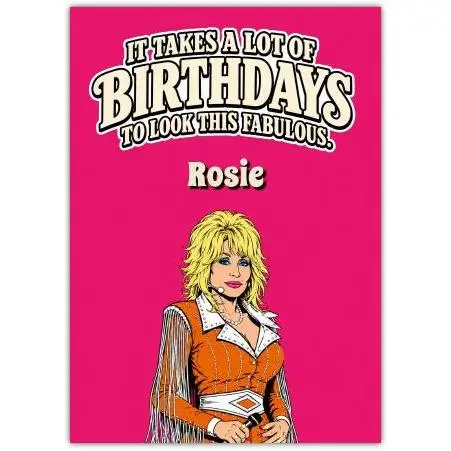 Personalised Fabulous Birthday Card with Country Singer Illustration on Pink Background