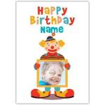 Personalised Clown Birthday Card with Photo Frame for Children and Adults