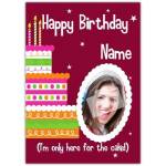 Personalised Happy Birthday Card With Cake Design and Photo Upload Option