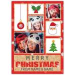 Personalised Merry Christmas Photo Collage Card with Santa Holly and Tree Design