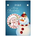 Personalised Snowman Merry Christmas Card with Photo and Name Customisation