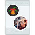 Personalised Holly Bell Christmas Photo Card with Snowflake Design