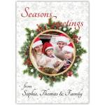 Personalised Seasons Greetings Christmas Wreath Bauble Photo Card for Family