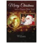 Personalised Merry Christmas Photo Frame Card with Santa and New Year Wishes