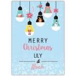 Personalised Merry Christmas Light Bulb Hanging Decorations Card with Names