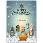Personalised Merry Christmas Nativity Wise Men Card with Snowflakes Design