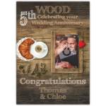 Personalised 5th Wood Wedding Anniversary Card with Photo and Congratulations Message