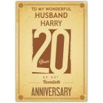 Personalised 20th Wedding Anniversary Card for Husband with Name and China Theme