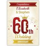 Personalised Diamond 60th Wedding Anniversary Congratulations Card for Couple Elizabeth and Stephen
