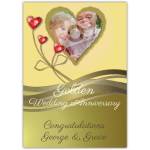 Personalised Golden 50th Wedding Anniversary Card with Photo and Congratulations Message