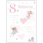 Personalised 8th Birthday Card for Girls with Special Fairy Design and Name Customisation