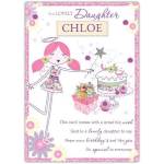 Personalised Lovely Daughter Angel Birthday Card with Cake and Flowers Design