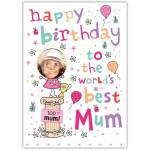 Personalised Happy Birthday Card for World's Best Mum with Photo and Colourful Design