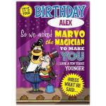 Personalised Marvo The Magician Funny Birthday Card for Him or Her